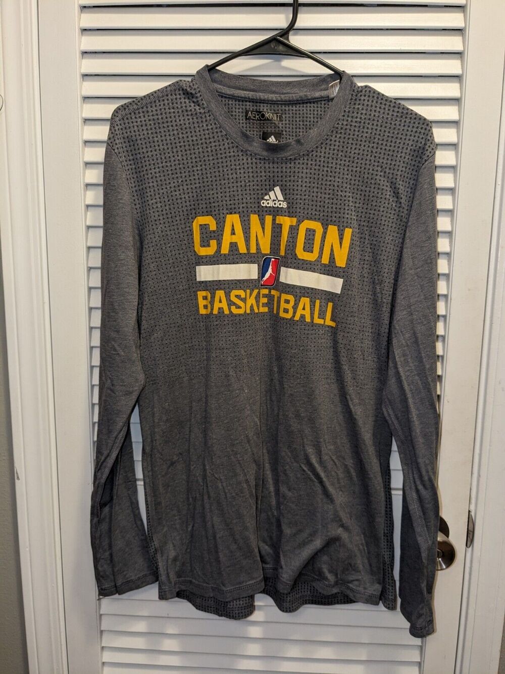 Adidas Aeroknit Climacool Long Sleeve Canton Basketball T Shirt Mens Size L Gray